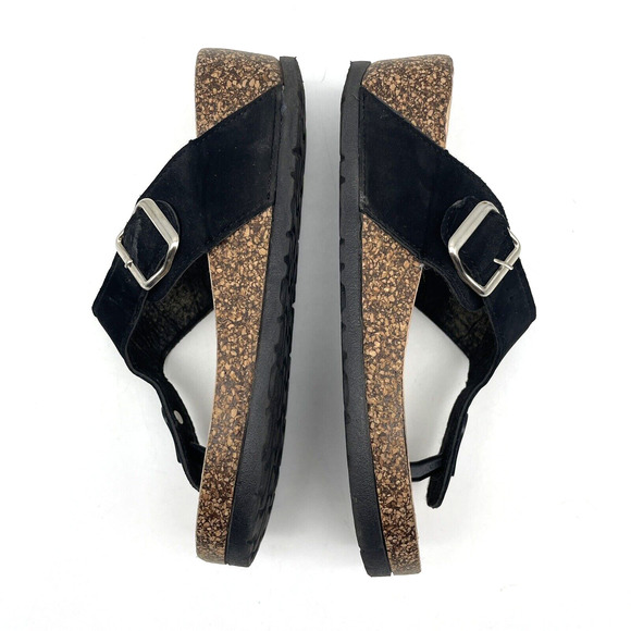 Bamboo Black Faux Suede Platform Thong Flip Flop Sandals Women's Size 7.5 38 - Picture 15 of 16